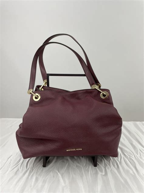 michael kors raven pebbled leather tote oxblood|Michael Kors Raven Large Pebbled Leather Shoulder .